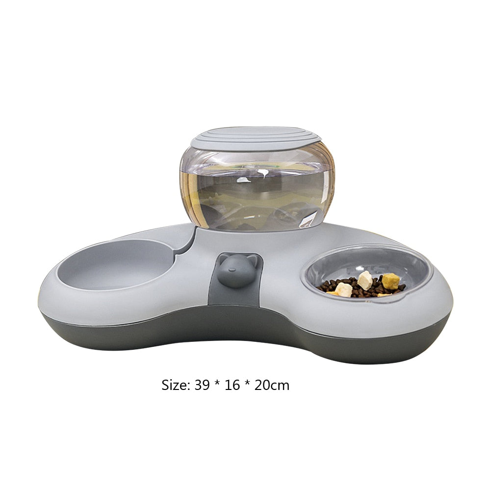 Food Bowl With Water Fountain For Pets