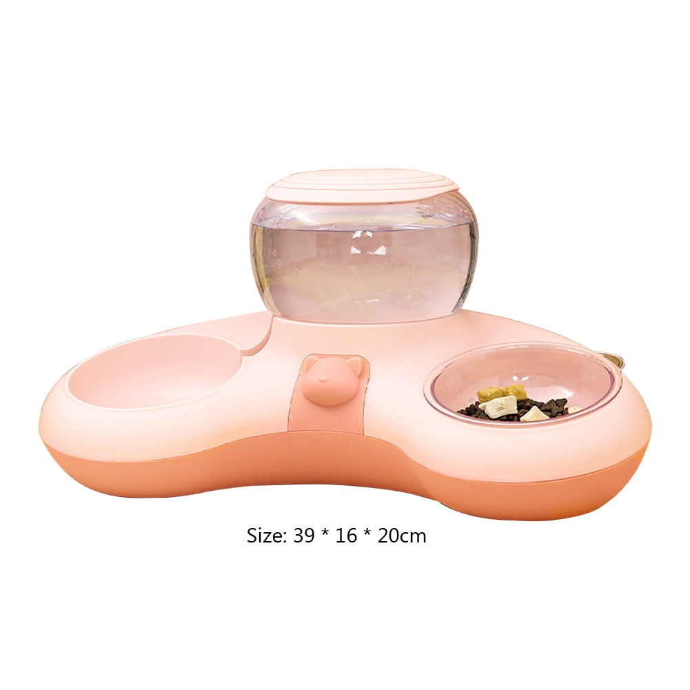 Food Bowl With Water Fountain For Pets