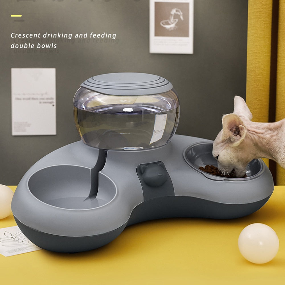 Food Bowl With Water Fountain For Pets